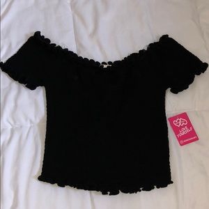 Black off the shoulder shirt